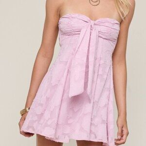 WAITING ON YOU BLUSH STRAPLESS MINI DRESS